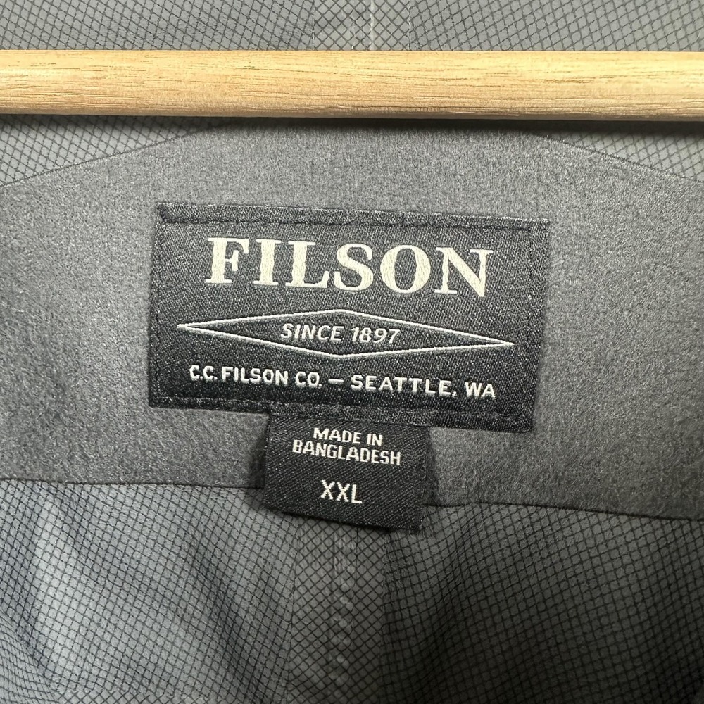 Filson Jacket Mens 2XL Green Hooded Nylon Rain Coat Water Resistant Softshell - Picture 3 of 16
